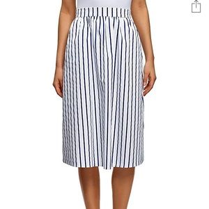 A-line blue & white striped skirt